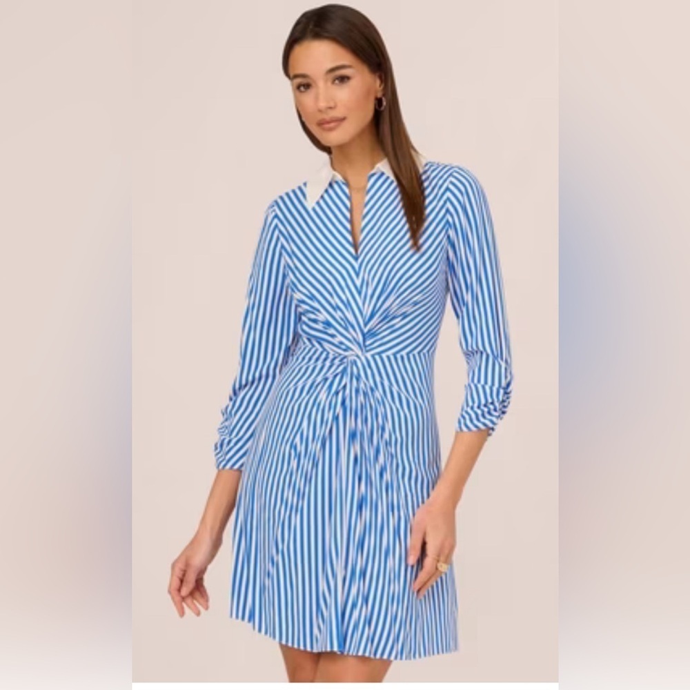 NWOT Adrianna Adrianna Papell Size 14 Stripe Print Twist Dress